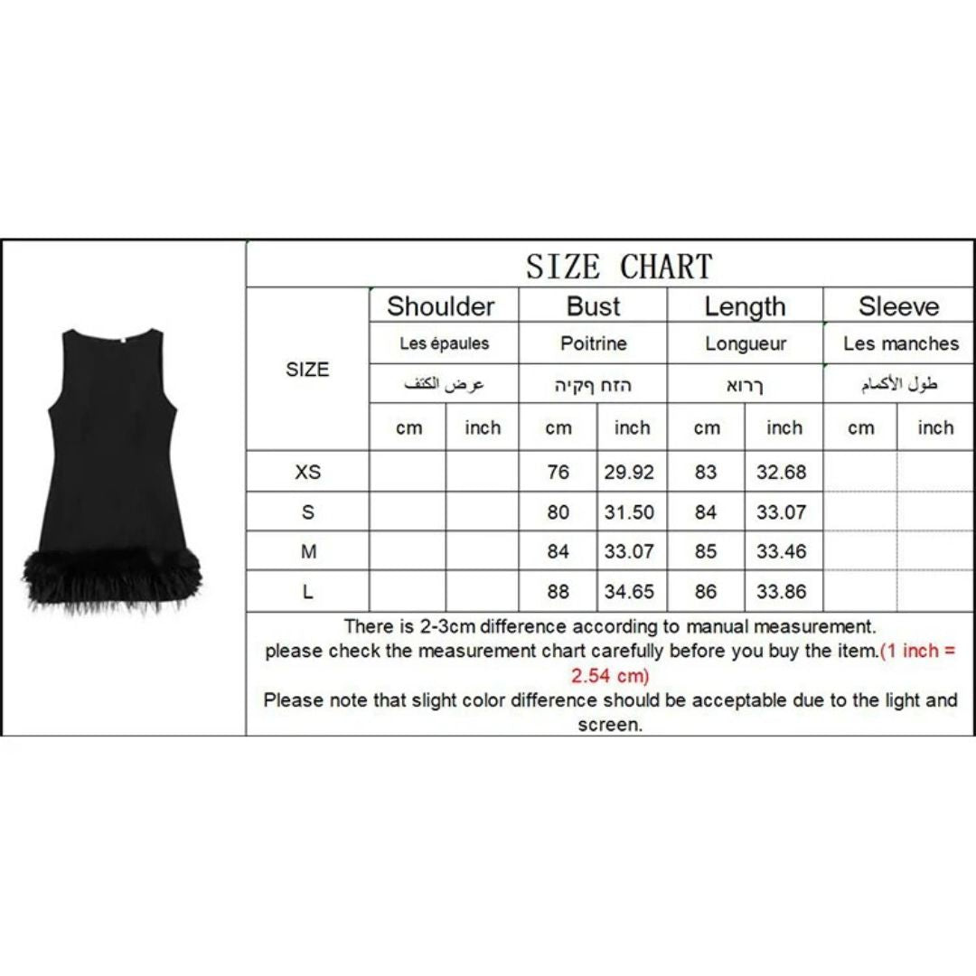 Black Feather Patchwork Mini Dress