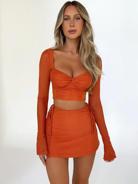 2 Piece Long Sleeve Crop-Top